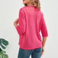 thumbnail image 4 of ZHOGXU Women's Cardigan 3/4 Sleeve Open Front Solid Color Knit Lightweight Comfortable Stylish Coat Jacket For Casual Daily Wear Watermelon Red L, 4 of 4