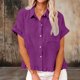 thumbnail image 5 of Craaazy Ladies Oversized Short Sleeve Tunic Tops, Lightweight Casual Shirt, Collared Pocket Blouse with Ruffle Hem for Everyday Outfits Gifts, 5 of 8