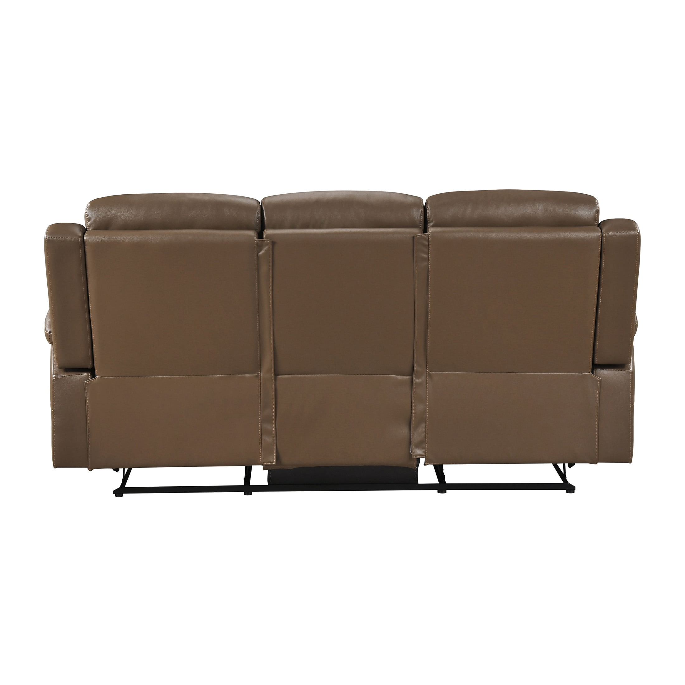 OakvillePark Livaro Leather Match Manual Double Reclining Sofa, Camel