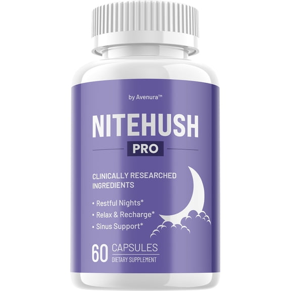 NiteHush Pro - Premium Nighttime Support Capsules, All-Natural Relaxation and Balanced Well-Being, 1 Pack, 60 Capsules