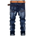 thumbnail image 4 of Hvyesh Men's Ripped Skinny Slim Fit Moto Biker Stretch Distressed Destroyed Denim Jeans, 4 of 9