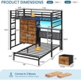 thumbnail image 2 of Metal Bunk Bed Twin Over Twin Size with Charging Station and LED Lights, L-Shaped Twin Bunk Beds with 8 Storage Drawers, Twin Loft Beds with Storage Headboard for Teen, Black, 2 of 9