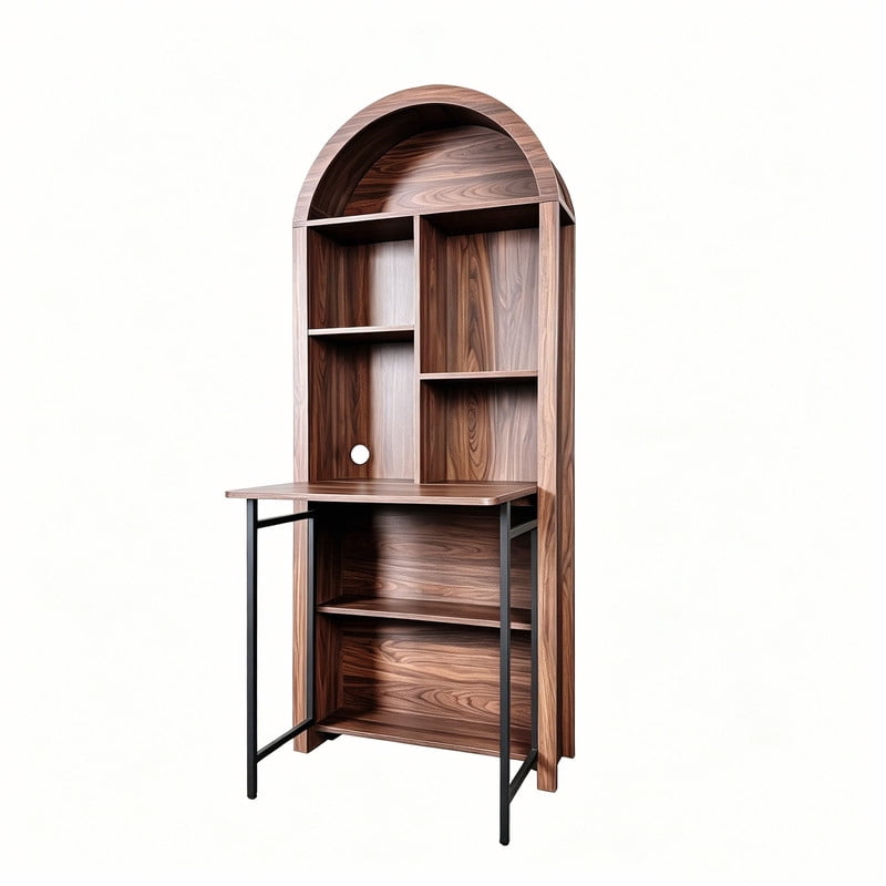 Folding Desk with Storage Cabinet,Convertible Hideaway Desk to Bookshelf, Space-Saving Wall Mount Table for Home Office, Craft, Vanity, Small Spaces
