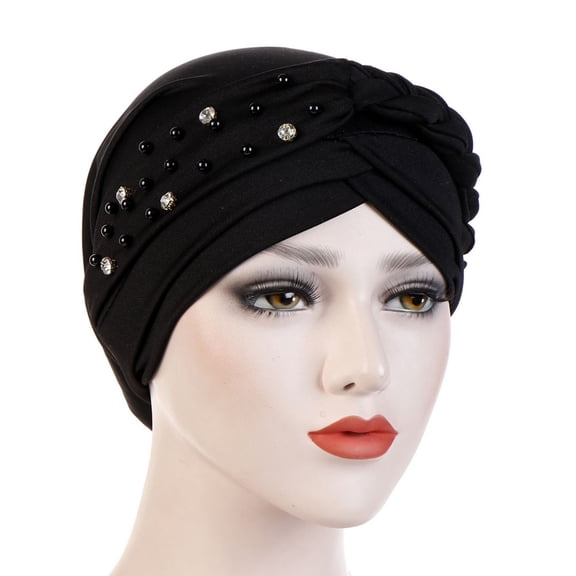 OATIPHO 1Pack Silk Hair Wrap for Women Chemo Turban Headwear Simple and Fashion Black