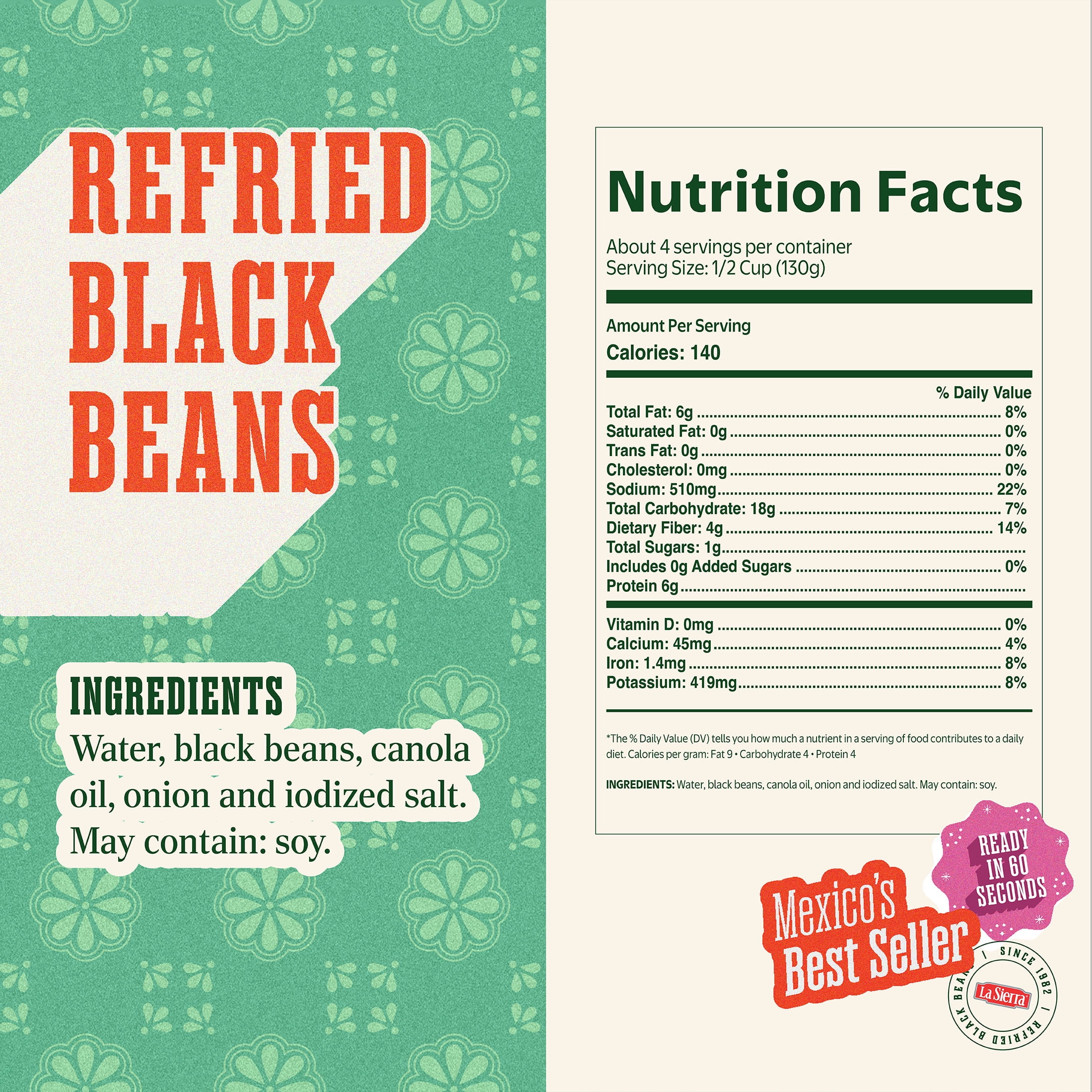 (8 pack) La Sierra Refried Black Beans Value Size 17.4oz