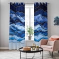 thumbnail image 5 of Navy Blue Ombre Kitchen Curtains 84 Inch Length, Modern Moire Abstract Art Luxury Grommet Top Bedroom Living Room Curtains, Light Filtering Cafe Curtain Drapes 2 Panels Set 84''x84'', 5 of 9