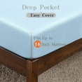 thumbnail image 4 of Bamboo Viscose Fitted Sheet 1 Pack Twin Size Only,400 Thread Count,8-16" Deep Pocket,Bottom Sheet Colorfast Soft & Silky & Breathable(1 Fitted Sheet Only, Sky Blue, Twin), 4 of 8