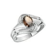 thumbnail image 4 of RYLOS Rings for Women Silver Swirl Ring with 7X5MM Oval Gemstone &  Diamond Ring June Smoky Quartz Jewelry Size 6, 4 of 8