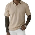thumbnail image 3 of LTTVQM Mens Polo Shirts Short Sleeve Waffle Knit Casual Shirt Slim Fit 2026 Summer Fashion Golf Outdoor Shirts Khaki 3XL, 3 of 5