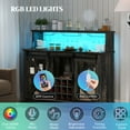 thumbnail image 3 of HOMCOM Farmhouse Coffee Bar Cabinet with LED Lights and Sliding Barn Doors, 55" Wine Bar Cabinet with Wine Racks and Glass Holder, Distressed Brown, 3 of 9