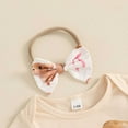 thumbnail image 4 of Baby Girl Easter 3 Piece Set Short Sleeve Romper Shorts Headband Letter Print Khaki 3 Months-6 Months, 4 of 6