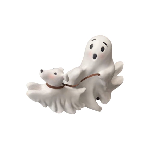 Halloween Decorations Ghost Walking Dog Statue, Cute Halloween Spooky Ghost Dog Resin Figurine for Party, Home, Bedroom, Shelf, Table Centerpiece