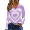 thumbnail image 2 of Craaazy Women's Pink Valentines Shirts Casual V-neck Long Sleeve Tops Gifts, 2 of 4