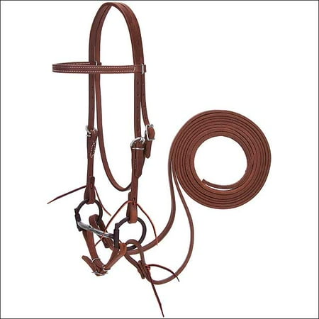 WEAVER LEATHER PRO TACK OILED HARNESS LEATHER HORSE BRIDLE W/ BIT REINS BROWN
