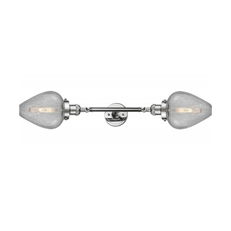 

Polished Chrome Tone Bathroom Vanity 7 Wide Clear Crackle Glass Steel/Cast Brass Medium Base 2 Light Fixture