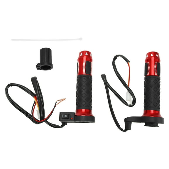 Unique Bargains 7/8" 22mm Heated Motorcycle Hand Grips Cover 12V Handlebar Cover 3 Adjustable Temperature Aluminum Alloy ABS Red 1 Set