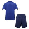 thumbnail image 2 of inlzdz Kids Soccer Uniform Training Outfit Boys V Neck T Shirt Practice Undershirt with Inner Blue M, 2 of 7