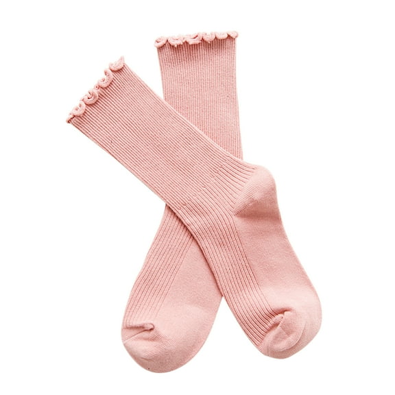 Hemoton Women Slouch Sock Breathable Thin Scrunch Socks Flower-edge Trimming Scrunchy Socks for Fashionable Dressing Style (Pink)