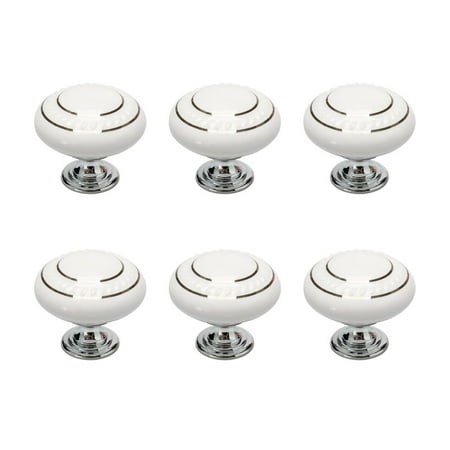 Gold Knobs For Dresser Ceramic Vintage Knobs Pull Handle Drawer Wardrobe Cabinet Cupboard Dresser 6pcs Gold Circle White ()