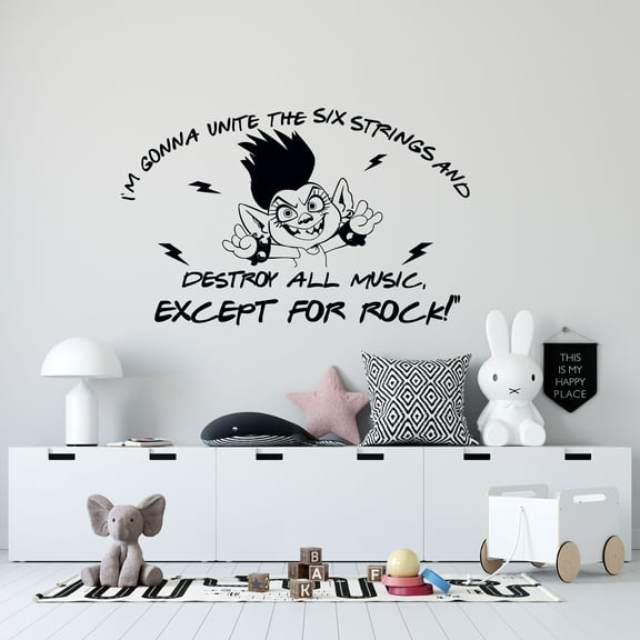 Queen Barb Trolls World Tour Movie Villain Quotes Wall Decal - I'm Gonna Unite The Six Strings And Destroy All Music Except For Rock | 13" x 20" Removable Kids Bedroom Home Vinyl Decoration Sticker