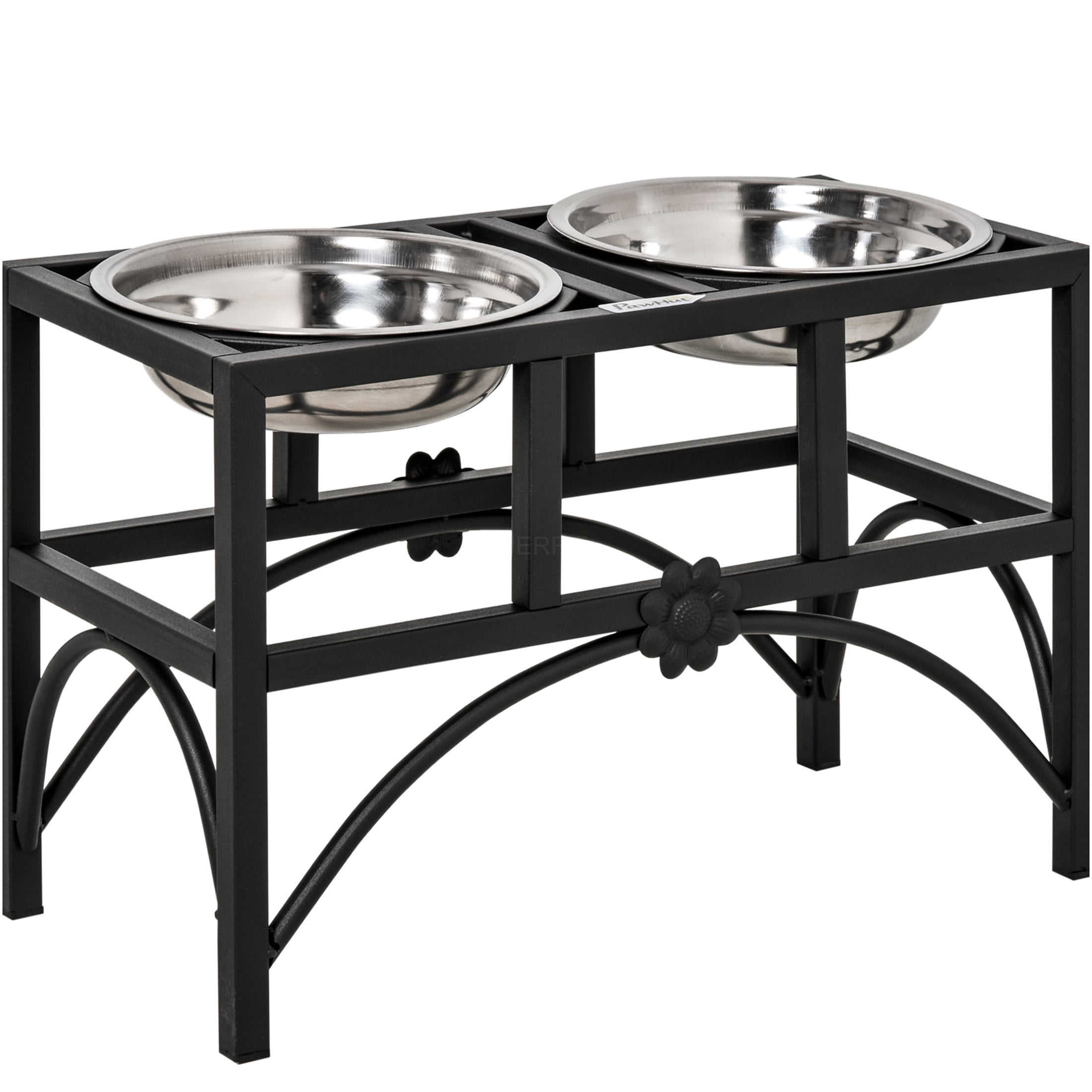 JERFIT Heavy Duty Elevated Dog Bowls Stand with 2 Stainless Steel Bowls, Non-Slip Iron Pet Feeder Station for Medium Large Dogs, Anti-Vomit & Better Digestion Feeding Bowls, Black