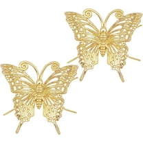 2 Pcs Gold Butterfly Sculpture 2.8x2.6x1.4 inch Solid Metal Butterfly Figurine 3D Butterfly Model Ornament Golden Animal Figurines for Home Office Garden Desktop Decor