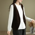 thumbnail image 5 of APEXFWDT Women's Waistcoat Corduroy V-Neck Vests Vintage Sleeveless One Button Dressy Casual Jacket Waistcoat for Women L,Coffee, 5 of 9