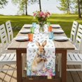 thumbnail image 4 of Table Runners 108 Inches Long Dress Scarves, Bunny Easter Farmhouse Coffee/Dining/Kitchen Table Runner for Living Room, Spring Floral Rabbits Eggs Farmhouse 13x108 Inch, 4 of 9