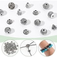 thumbnail image 4 of 40 cuentas de gurú de 4 estilos, estilo tibetano, de aleación, con 3 agujeros, para mala, oración, pulsera, collar, fabricación de joyas, color plata., 4 of 6