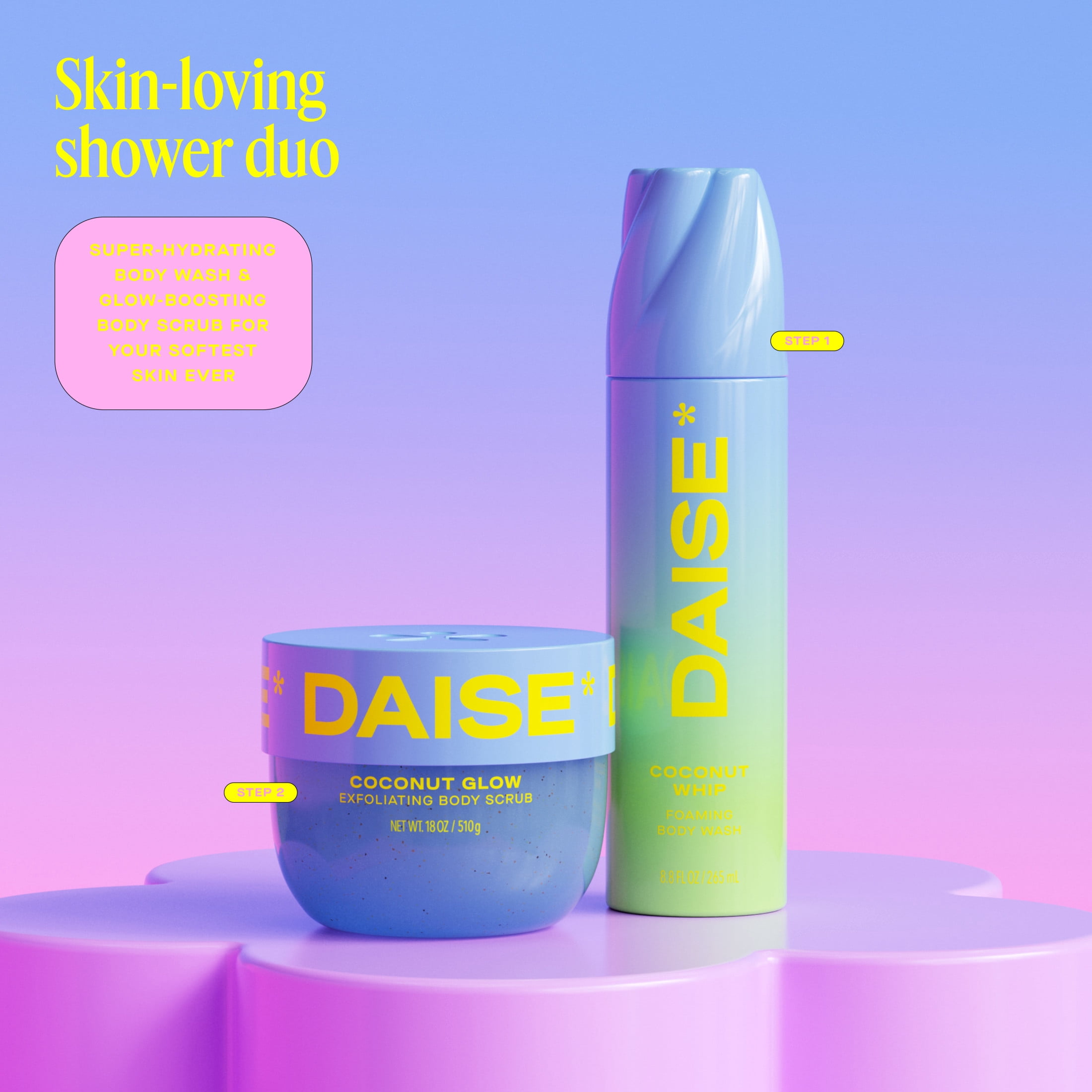 DAISE Exfoliating Body Scrub in Coconut Glow, For Soft Glowing Skin, 510 g