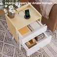 thumbnail image 2 of Pinmoco LED Nightstand with Two Drawers, End Table Bedside Table with Charging Station for Bedroom,White, 2 of 9