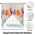thumbnail image 3 of Spring Retro Swag Curtain Valance for Windows, Orange Purple Red X-ray Tulips Flower Leaf Window Treatments Short Swag Topper for Kitchen Windows Bathroom Bedroom, 36"x45", 3 of 8