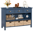 thumbnail image 2 of Glavbiku Vintage Console Table with 3 Drawer & 3 Woven Basket,Accent Side Table for Entryway,Blue, 2 of 13