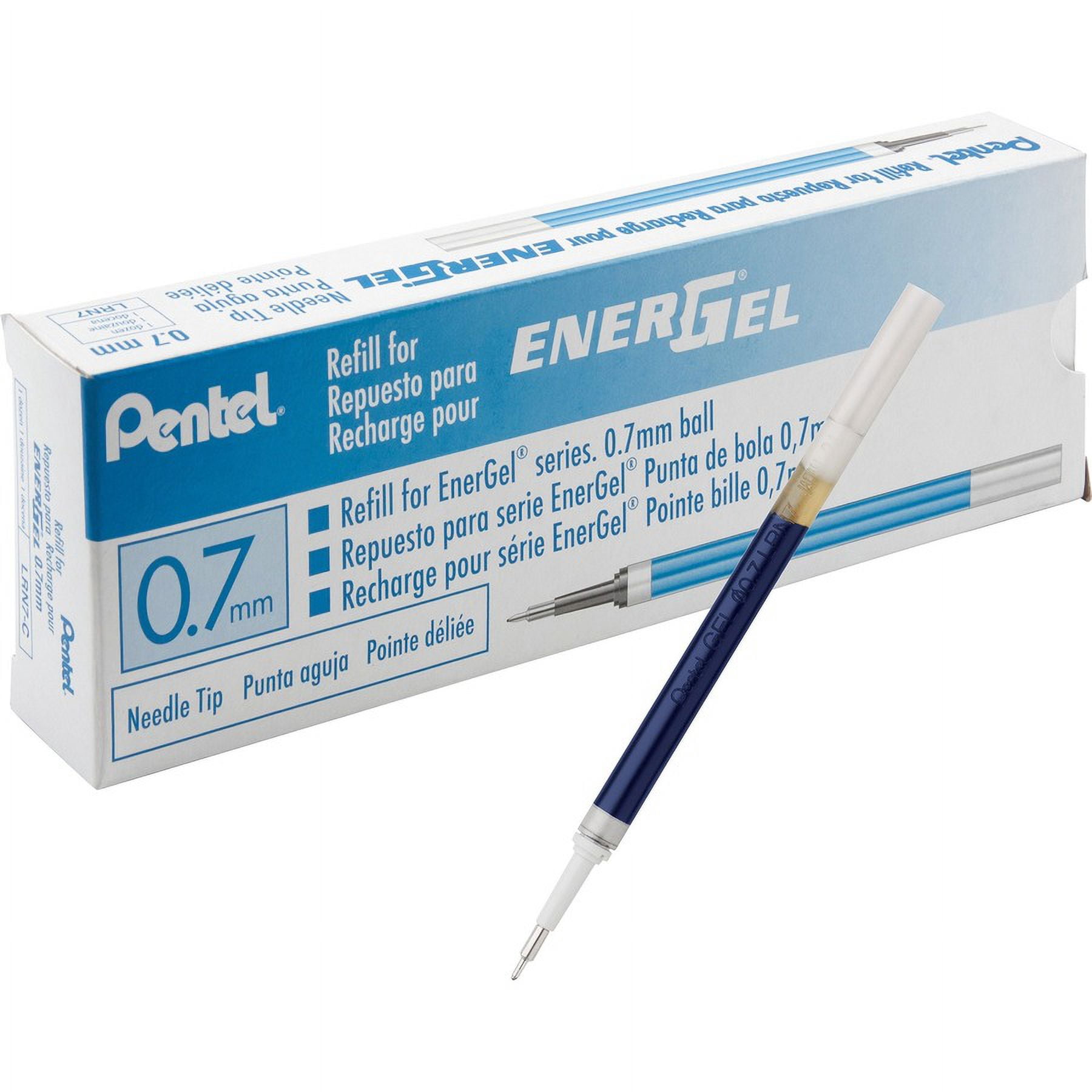 Pentel EnerGel Retractable .7mm Liquid Pen Refills - 0.70 mm, Medium Point - Blue Ink - Smudge Proof, Smear Proof, Quick-drying Ink, Glob-free, Smooth | Bundle of 2 Boxes