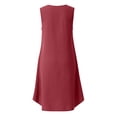 thumbnail image 4 of Josdec Women's Casual Round Neck Sleeveless Mini Dresses Button Front Irregular Hem Cotton Solid Color for Summer Daily Wear S-XXL, 4 of 8