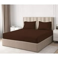 thumbnail image 2 of 3 Piece Fitted Sheet Set, 300 Thread Count, 100% Egyptian Cotton 15" Deep Pocket Fitted Bed Sheets , Easy Care Fitted Sheet Soft and Luxury, Twin XL Size -Chocolate Solid, 2 of 4