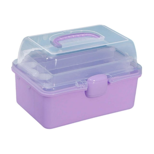 Boîtes de Rangement Transparentes 3 Compartiments Durables Organisateur Multi-Usage Violet
