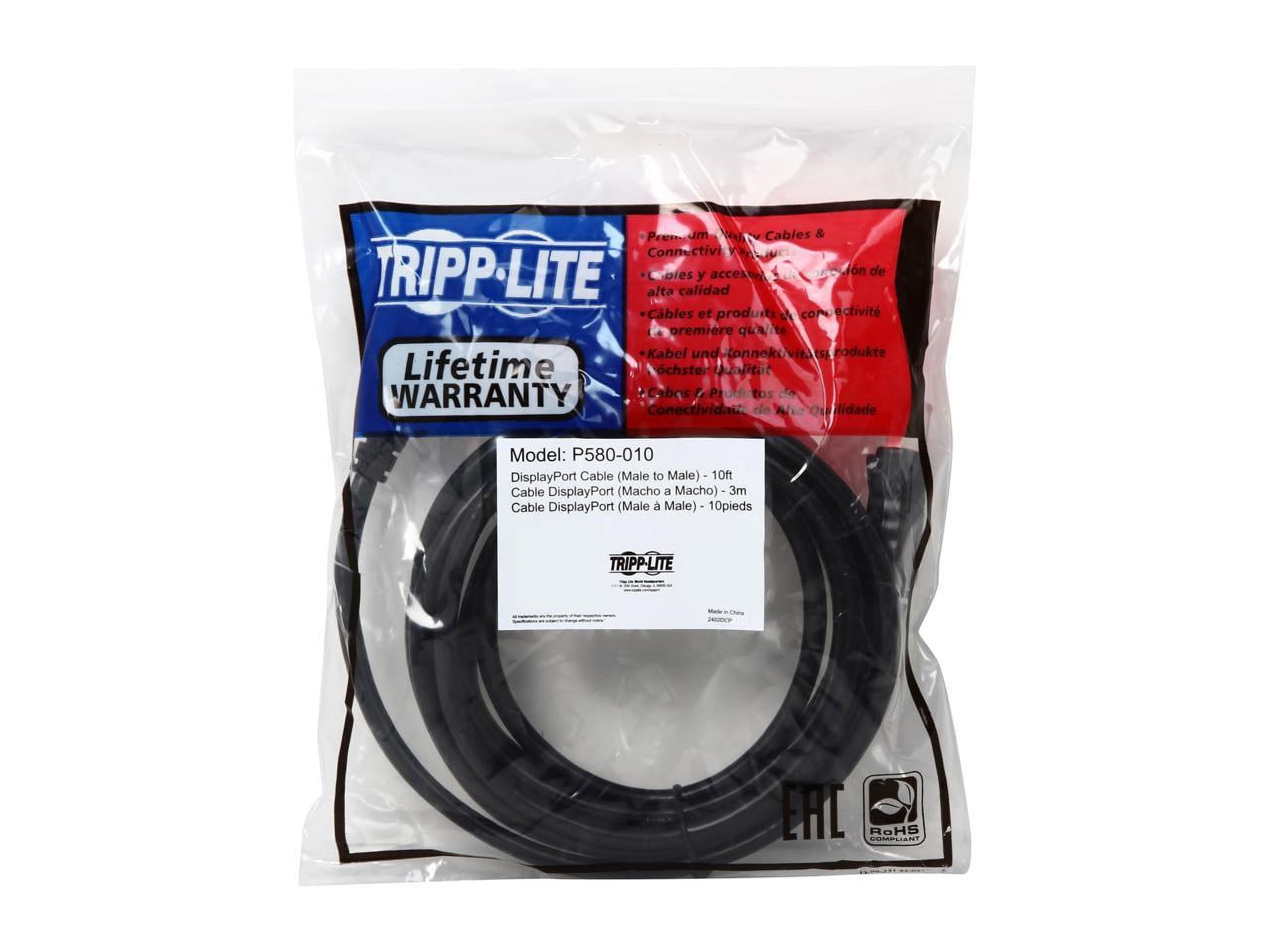 Tripp Lite, P580-010, DisplayPort Cable, 1, Black - image 3 of 3