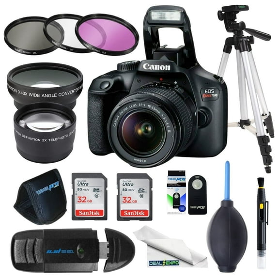 EOS Rebel T100 / 4000D DSLR Camera with EF-S 18-55mm 3.5-5.6 III Lens   DealExpo Popular Accessories Bundle