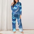 thumbnail image 2 of Pajama Sets for Women 2 Pcs, Icy Blue Snowy Deer Button Down Long Sleeve Sleepwear Lounge PJ Sets, 2 of 6