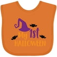 thumbnail image 3 of Inktastic My First Halloween, Witch Hat, Pointy Hat, Bats Boys or Girls Baby Bib, 3 of 4
