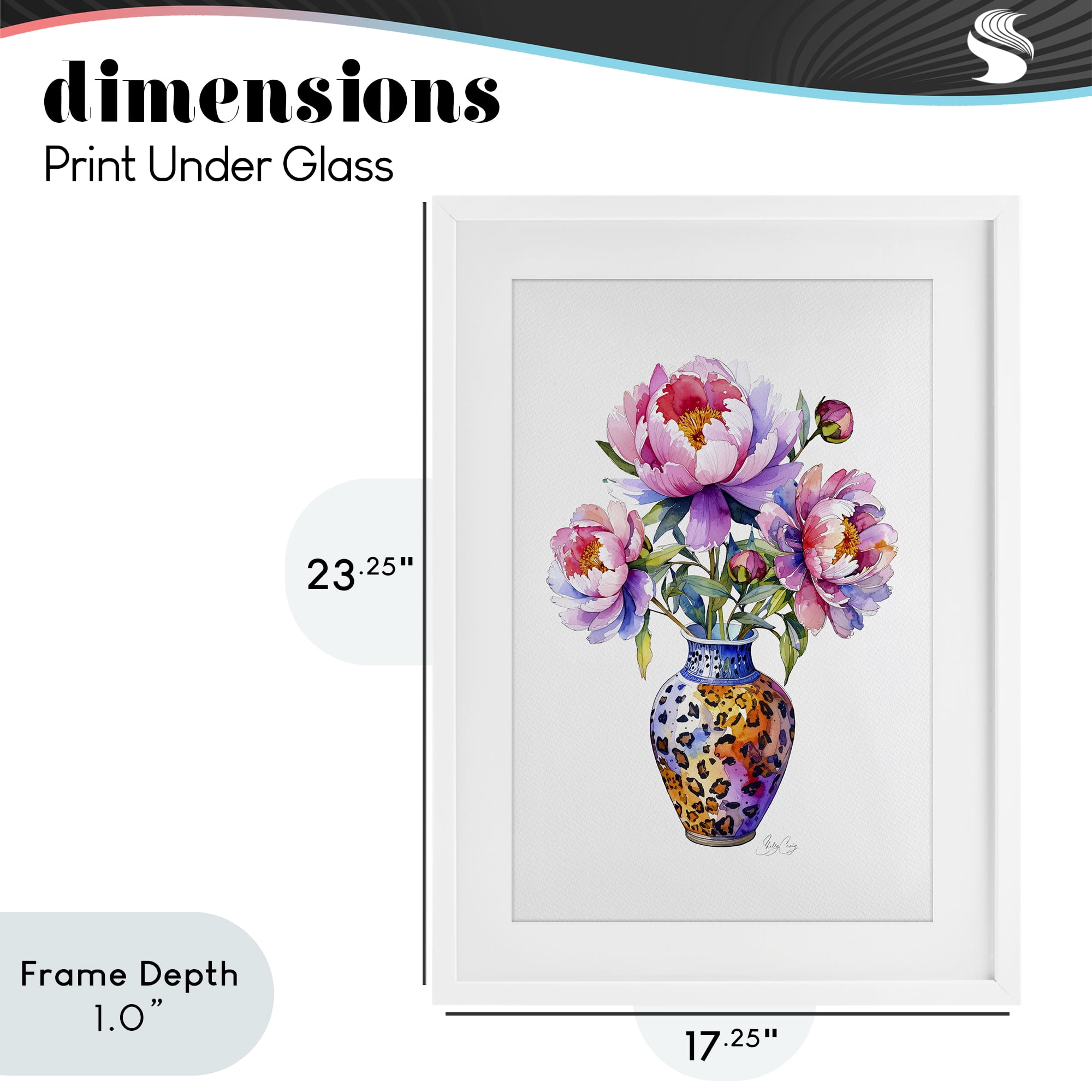 Stupell Industries Fierce Blooms Flower Vase White Framed Print Under Glass, design by Shelly Craig