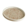 thumbnail image 4 of CarpNettore Bar Circle Decorative Plate Table Centerpiece Home Wooden Candle Holder Tray White, 4 of 9