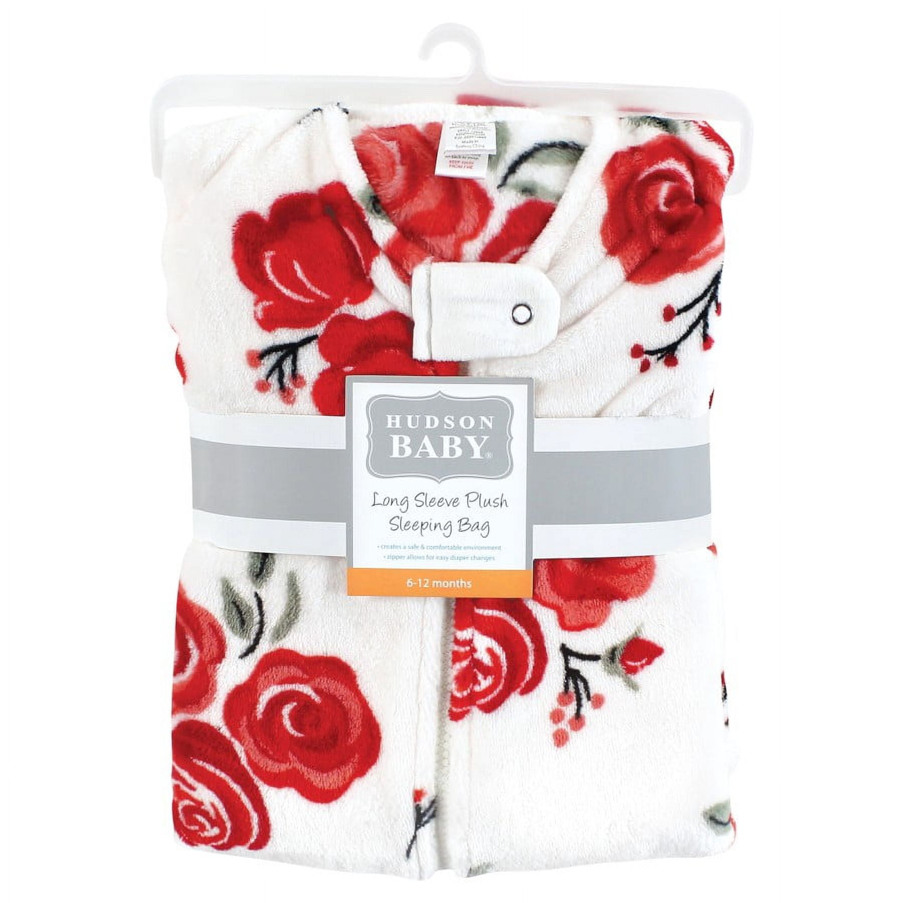 Hudson Baby Infant Girl Plush Sleeping Bag, Sack, Blanket, Red Rose, 12-18 Months
