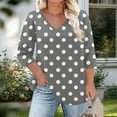 thumbnail image 4 of CHGBMOK Women 3/4 Sleeve T Shirt Polka Dots Tunic V Neck Tee Casual Dressy Blouses Loose Pullover Shirts, 4 of 6