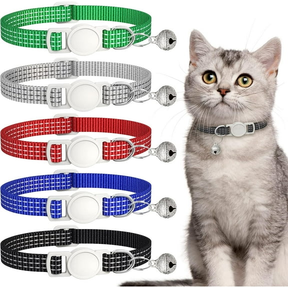 5 Pack Reflective-Breakaway Cat Collars with Bells,Adjustable Small Cat Collar,Ideal for Girl Cats Male Cats Kittens Puppies,Pet Supplies Stuff Accessories 7.9" - 13"