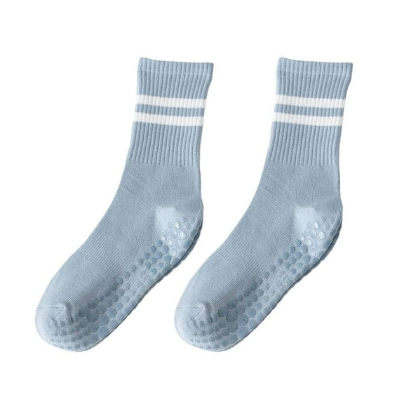 Light blue (H) one size $ Professional non-slip yoga socks Pilates socks cotton shock absorption indoor dance sports fitness women's aerobics sports socks