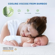 Twin Size Waterproof Mattress Protector, 3D Breathable Viscose from Bamboo Mattress Pad, Soft Noiseless Mattress Cover Bed Cover Fitted 8''-21'' Deep Pocket, Machine Washable, White