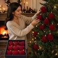 thumbnail image 6 of 12Pcs Flocked Velvet Wine Red Christmas Ball Ornaments 2.36 in Bow Shatterproof Tree Hanging Decor Set for home Party Display, 6 of 7