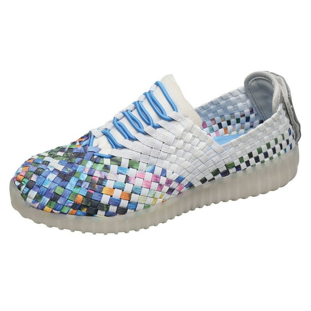 Women's SlipOn Tennis Shoes Light Up Soles Woven Elastic Upper
